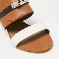 Hermes Tricolor Leather Avenue Slide Sandals Size 41 For Women -Deals Hermes Store luxury women hermes used shoes p646559 005