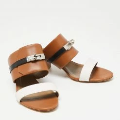 Hermes Tricolor Leather Avenue Slide Sandals Size 41 For Women -Deals Hermes Store luxury women hermes used shoes p646559 006