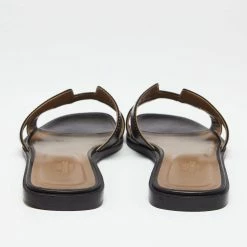 Hermes Black Leather Oran Flat Slide Sandals Size 39 For Women -Deals Hermes Store luxury women hermes used shoes p647154 004