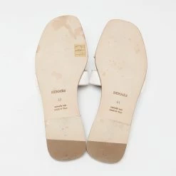 Hermes White Leather Oran Flat Slide Sandals Size 41 For Women -Deals Hermes Store luxury women hermes used shoes p647156 006