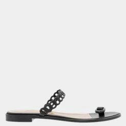 Hermes Black Chaine D'Ancre Flat Sandals Size EU 39 For Women