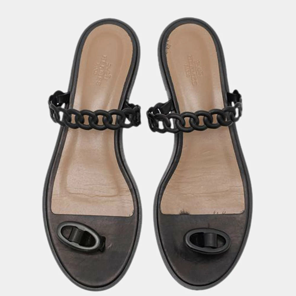 Hermes Black Chaine D'Ancre Flat Sandals Size EU 39 For Women 4 Hermes Black Chaine D'Ancre Flat Sandals Size EU 39 For Women - Image 2