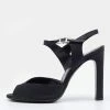 Hermes Black Satin Ankle Strap Sandals Size 36 For Women
