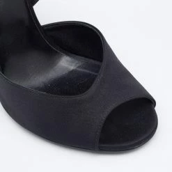 Hermes Black Satin Ankle Strap Sandals Size 36 For Women -Deals Hermes Store luxury women hermes used shoes p647666 006