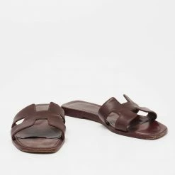 Hermes Burgundy Leather Oran Sandals Size 36.5 For Women 14 Hermes Burgundy Leather Oran Sandals Size 36.5 For Women -Deals Hermes Store luxury women hermes used shoes p647925 004