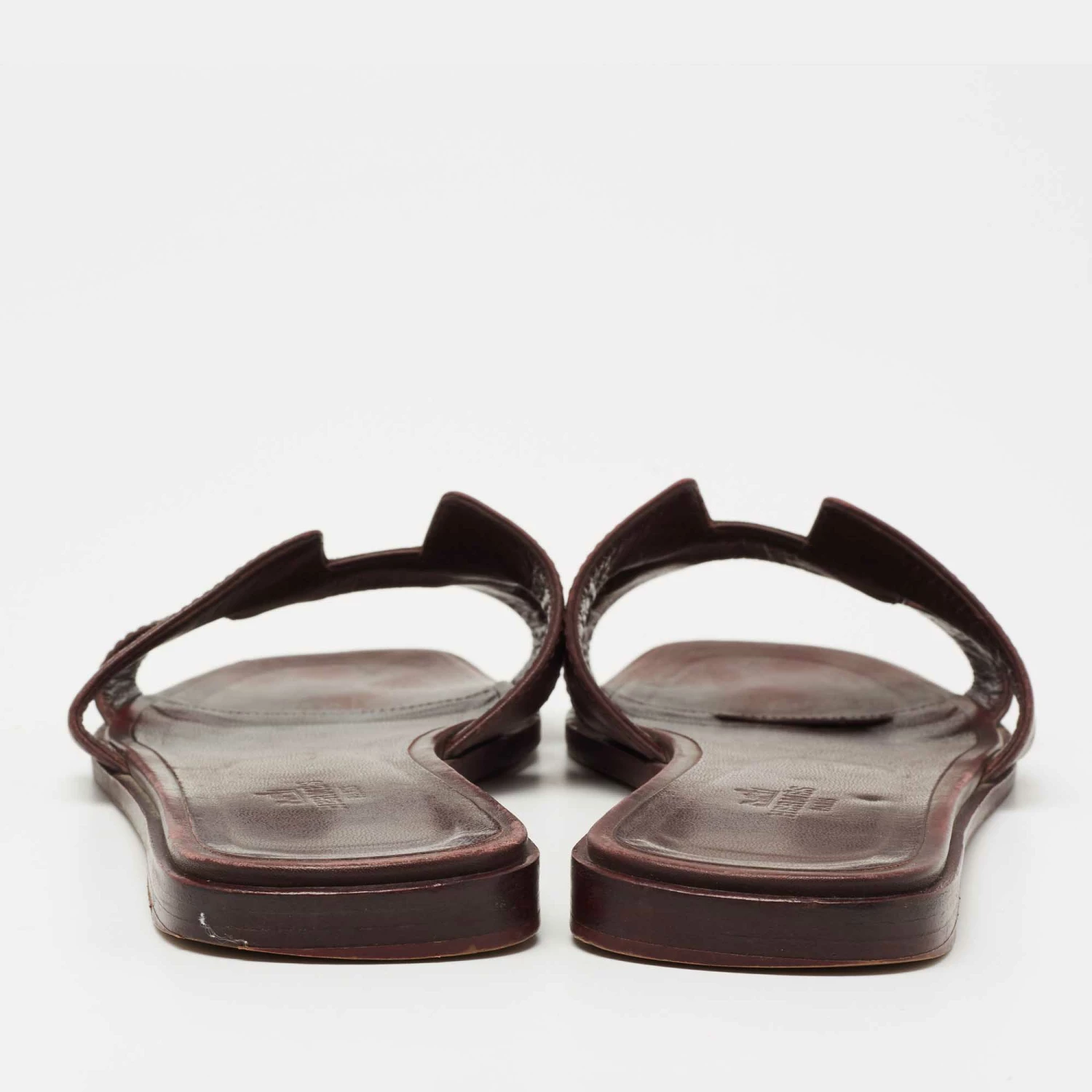 Hermes Burgundy Leather Oran Sandals Size 36.5 For Women 7 Hermes Burgundy Leather Oran Sandals Size 36.5 For Women - Image 5