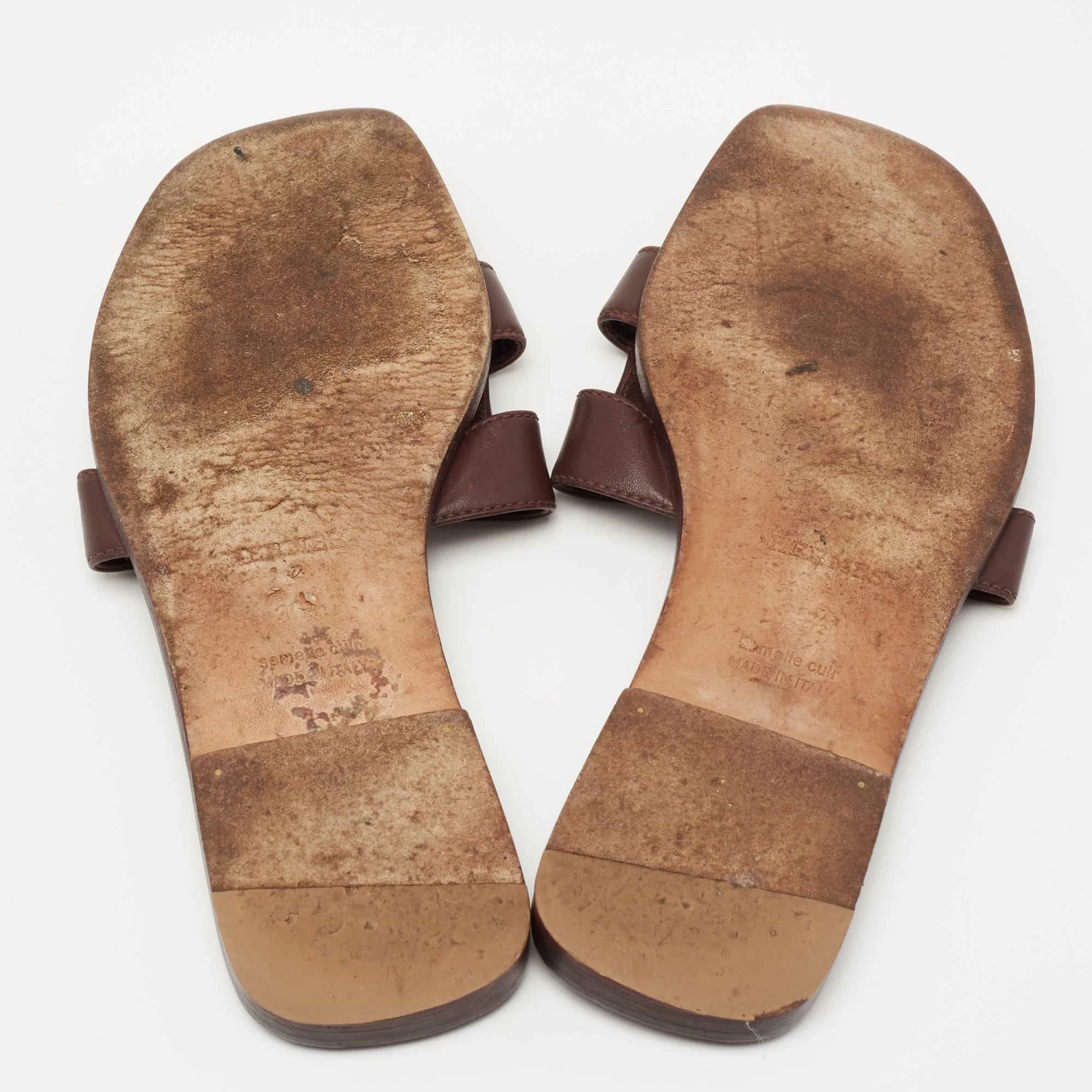 Hermes Burgundy Leather Oran Sandals Size 36.5 For Women 8 Hermes Burgundy Leather Oran Sandals Size 36.5 For Women - Image 6