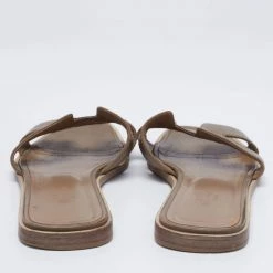 Hermes Olive Green Leather Oran Flat Sandals Size 38 For Women -Deals Hermes Store luxury women hermes used shoes p648229 002