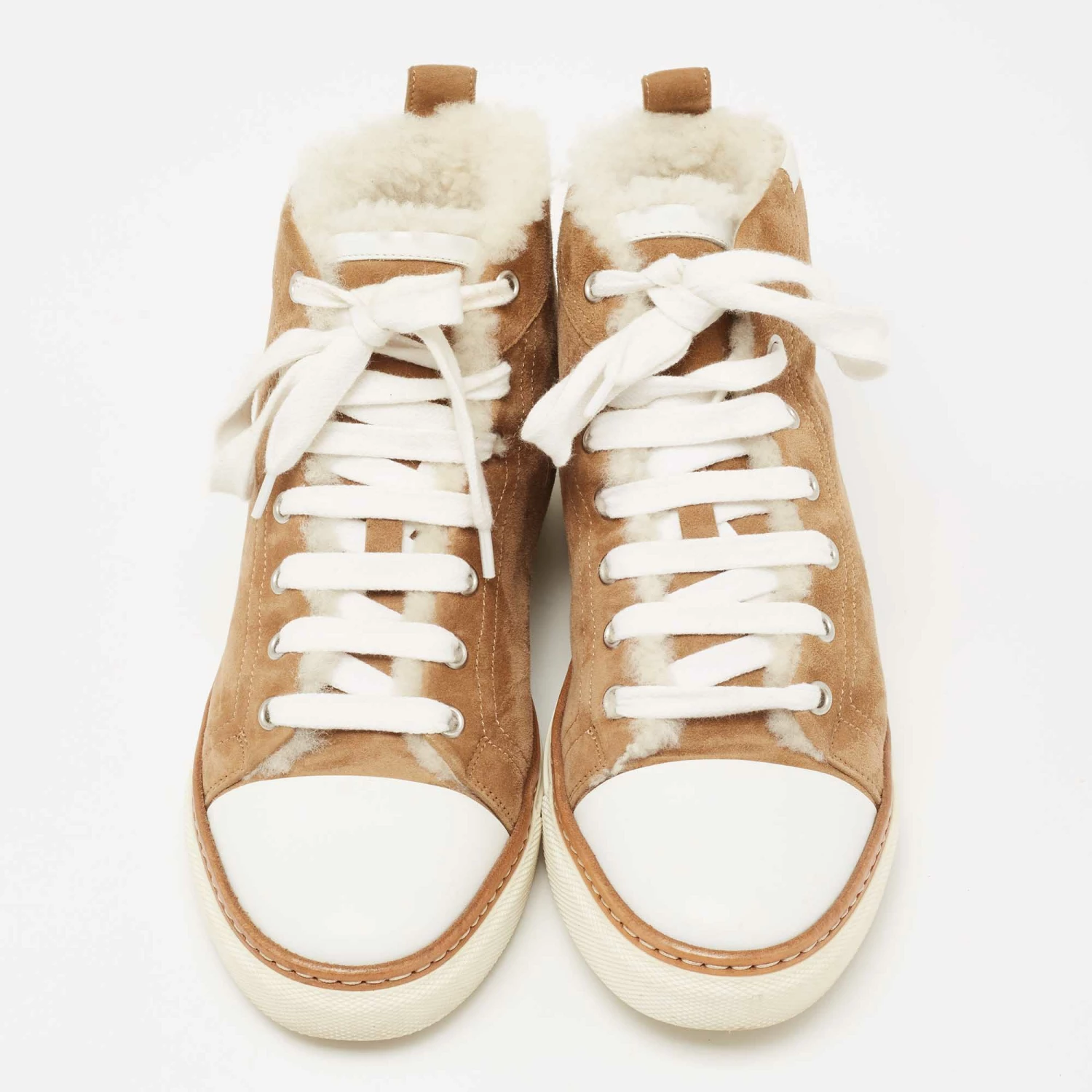 Hermes Brown/White Suede And Leather Sneakers Size 37.5 For Women 5 Hermes Brown/White Suede And Leather Sneakers Size 37.5 For Women - Image 3