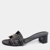 Hermes Black Leather Studded Oasis Block Heel Sandals Size 40 For Women -Deals Hermes Store luxury women hermes used shoes p648495 003