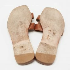 Hermes Brown Leather Oran Sandals Size 40.5 For Women -Deals Hermes Store luxury women hermes used shoes p649022 007
