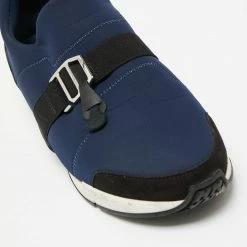 Hermes Black/Navy Blue Neoprene And Leather Run Sneakers Size 39 For Women -Deals Hermes Store luxury women hermes used shoes p649362 005