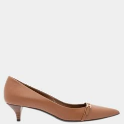 Hermes Brown Chevre Velours Leather Blush 40 Pumps Size EU 39 For Women