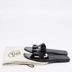 Hermes Black Patent Leather Oran Flats Size 38.5 For Women -Deals Hermes Store luxury women hermes used shoes p649407 009