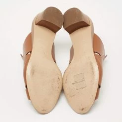 Hermes Brown Leather Block Heel Slide Sandals Size 36 For Women -Deals Hermes Store luxury women hermes used shoes p649417 007