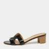 Hermes Black Patent Leather Oasis Sandals Size 40.5 For Women -Deals Hermes Store luxury women hermes used shoes p652052 001