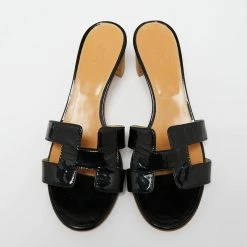 Hermes Black Patent Leather Oasis Sandals Size 40.5 For Women -Deals Hermes Store luxury women hermes used shoes p652052 008
