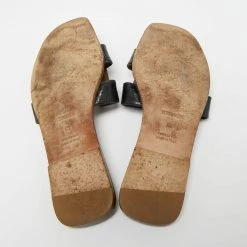 Hermes Black Croc Embossed Leather Oran Flat Slides Size 40 For Women -Deals Hermes Store luxury women hermes used shoes p652124 005