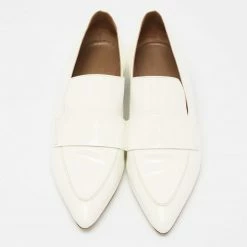 Hermes Off White Patent Leather Loafers Size 40 For Women -Deals Hermes Store luxury women hermes used shoes p652401 005