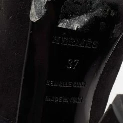 Hermes Black/Blue Suede Double Ankle Strap Open Toe Booties Size 37 For Women -Deals Hermes Store luxury women hermes used shoes p652553 009