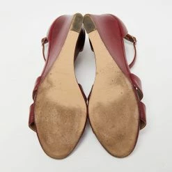 Hermes Hermès Burgundy Patent Leather Legend Ankle-Strap Sandals Size 38 For Women -Deals Hermes Store luxury women hermes used shoes p653130 004