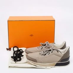 Hermes Tri Color Fabric, Suede And Leather Miles Low-Top Sneakers Size 37 For Women -Deals Hermes Store luxury women hermes used shoes p653202 010