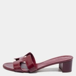 Hermes Red Patent Leather Oasis Sandals Size 39.5 For Women