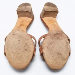 Hermes Brown Leather Oasis Sandals Size 39.5 For Women -Deals Hermes Store luxury women hermes used shoes p653586 002