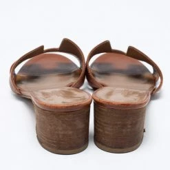 Hermes Brown Leather Oasis Sandals Size 39.5 For Women -Deals Hermes Store luxury women hermes used shoes p653586 005