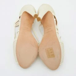 Hermes Cream Python Peep Toe Ankle Strap Sandals Size 36.5 For Women -Deals Hermes Store luxury women hermes used shoes p653997 008