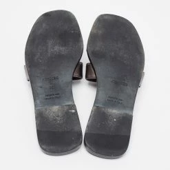Hermes Hermès Metallic Bronze Leather Oran Sandals Size 38 For Women -Deals Hermes Store luxury women hermes used shoes p654996 002