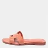 Hermes Peach Leather Oran Sandals Size 36 For Women -Deals Hermes Store luxury women hermes used shoes p656533 001
