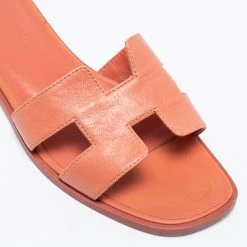 Hermes Peach Leather Oran Sandals Size 36 For Women -Deals Hermes Store luxury women hermes used shoes p656533 005