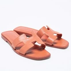 Hermes Peach Leather Oran Sandals Size 36 For Women -Deals Hermes Store luxury women hermes used shoes p656533 007