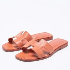 Hermes Peach Leather Oran Sandals Size 36 For Women -Deals Hermes Store luxury women hermes used shoes p656533 008