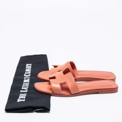 Hermes Peach Leather Oran Sandals Size 36 For Women -Deals Hermes Store luxury women hermes used shoes p656533 009