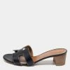 Hermes Black Leather Oasis Block Heel Slide Sandals Size 38 For Women 1 Hermes Black Leather Oasis Block Heel Slide Sandals Size 38 For Women -Deals Hermes Store luxury women hermes used shoes p656815 001