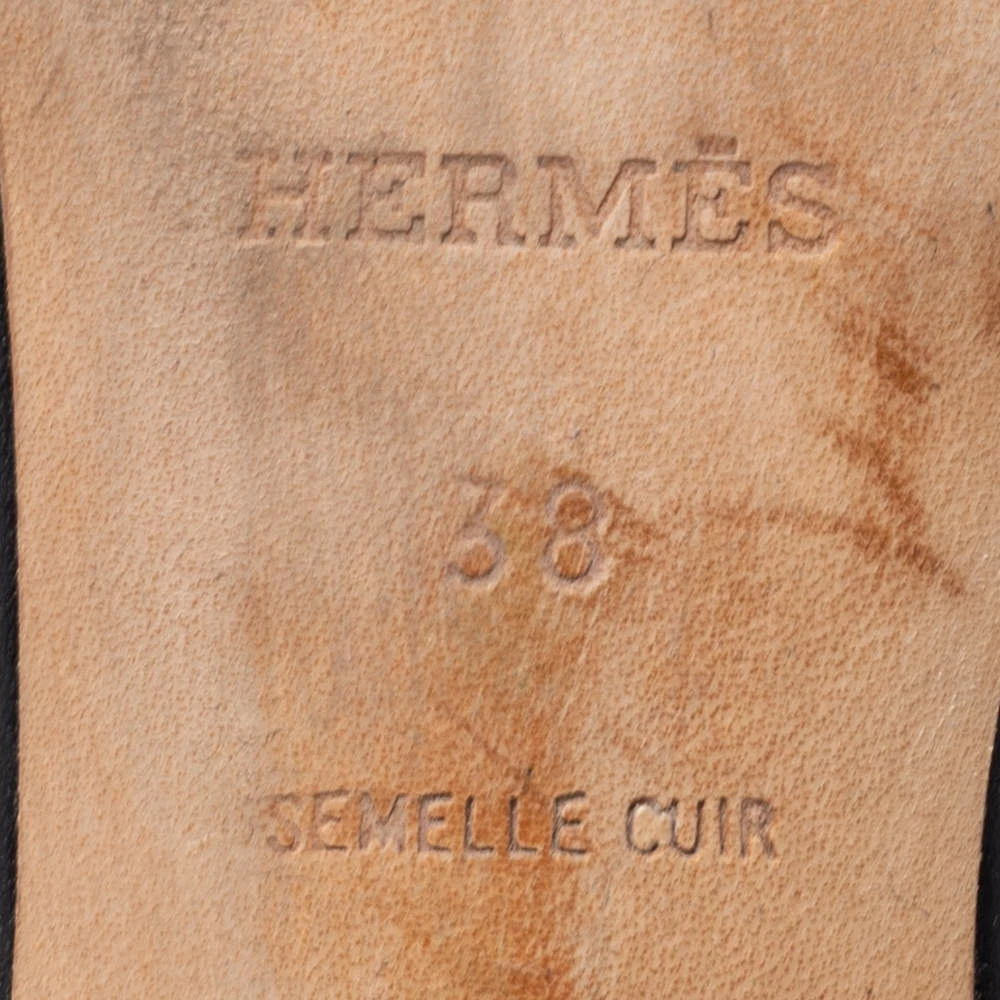 Hermes Black Leather Oasis Block Heel Slide Sandals Size 38 For Women 9 Hermes Black Leather Oasis Block Heel Slide Sandals Size 38 For Women - Image 7