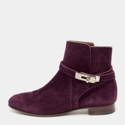 Hermes Purple Suede Neo Ankle Boots Size 38 For Women