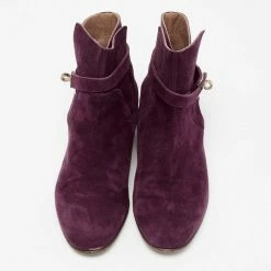 Hermes Purple Suede Neo Ankle Boots Size 38 For Women -Deals Hermes Store luxury women hermes used shoes p656818 005