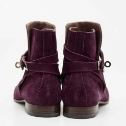 Hermes Purple Suede Neo Ankle Boots Size 38 For Women -Deals Hermes Store luxury women hermes used shoes p656818 006