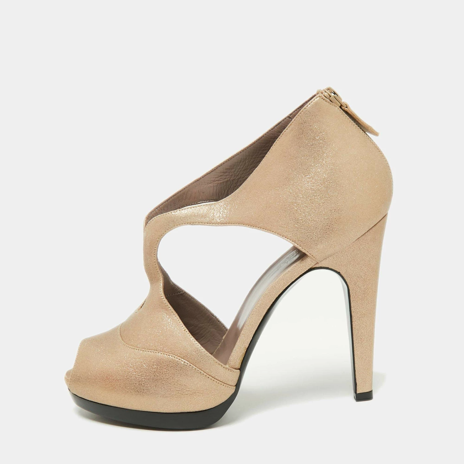 Hermes Metallic Gold Leather Peep Toe Platform Sandals Size 39 For Women 3 Hermes Metallic Gold Leather Peep Toe Platform Sandals Size 39 For Women