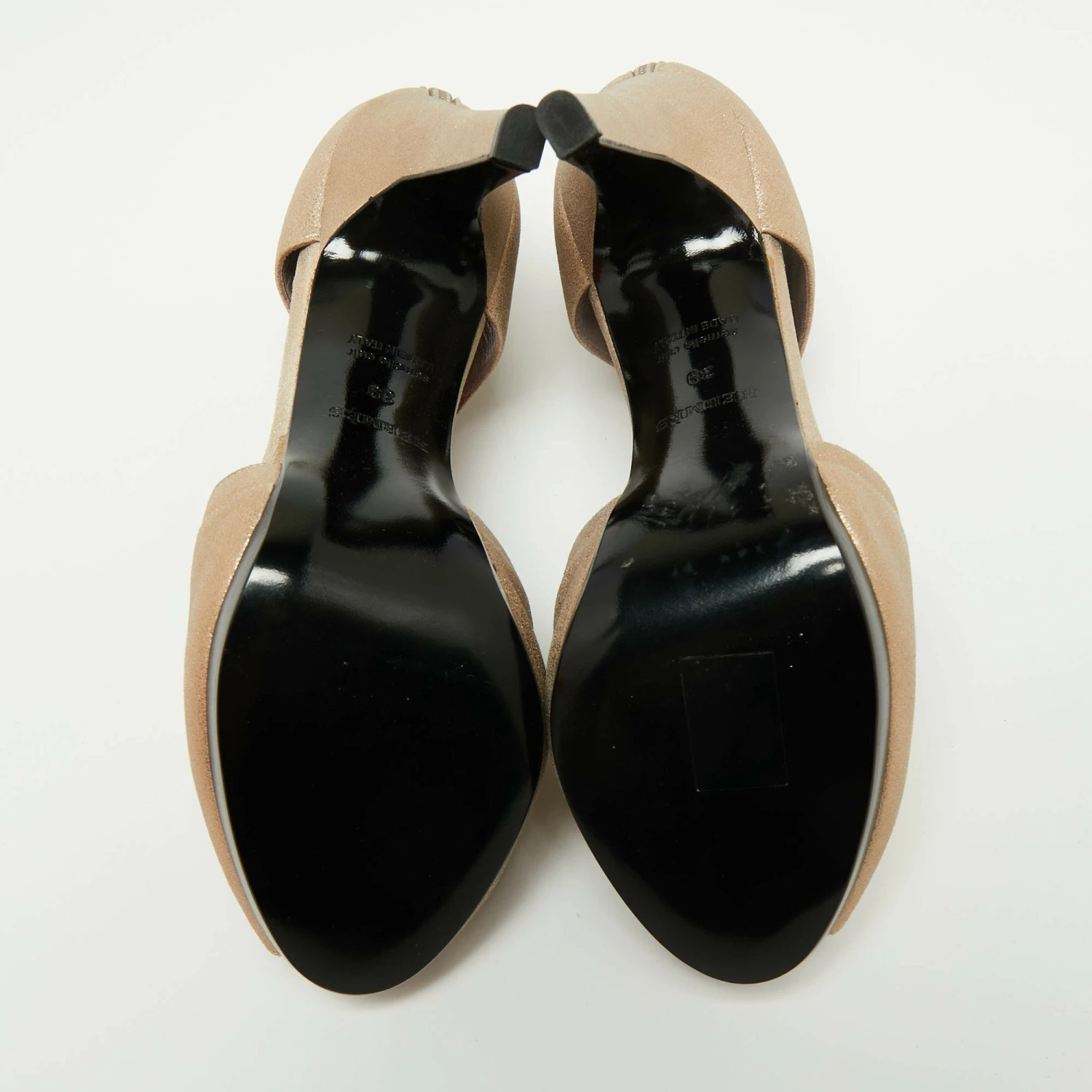 Hermes Metallic Gold Leather Peep Toe Platform Sandals Size 39 For Women 8 Hermes Metallic Gold Leather Peep Toe Platform Sandals Size 39 For Women - Image 6