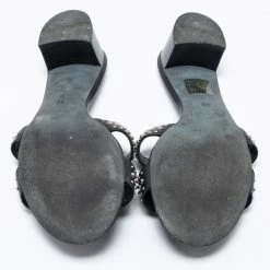 Hermes Hermès Black Studded Leather Oasis Slide Sandals Size 38 For Women -Deals Hermes Store luxury women hermes used shoes p657305 003