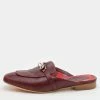 Hermes Burgundy Leather Palladium Plated Oz Mules Size 37 For Women -Deals Hermes Store luxury women hermes used shoes p657596 002