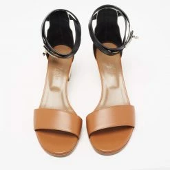 Hermes Brown/White Leather Open Toe Ankle Strap Sandals Size 37.5 For Women -Deals Hermes Store luxury women hermes used shoes p658485 009