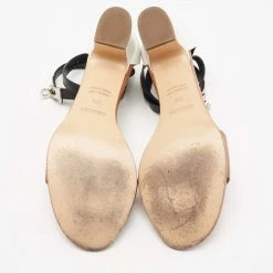Hermes Brown/White Leather Open Toe Ankle Strap Sandals Size 37.5 For Women -Deals Hermes Store luxury women hermes used shoes p658485 010
