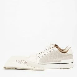 Hermes Cream Leather And Canvas Voltage Sneakers Size 39 For Women -Deals Hermes Store luxury women hermes used shoes p658982 001