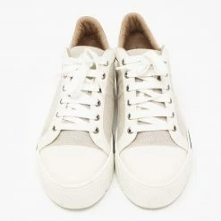 Hermes Cream Leather And Canvas Voltage Sneakers Size 39 For Women -Deals Hermes Store luxury women hermes used shoes p658982 005