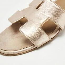 Hermes Rose Gold Leather Oasis Slide Sandals Size 39.5 For Women -Deals Hermes Store luxury women hermes used shoes p659399 003